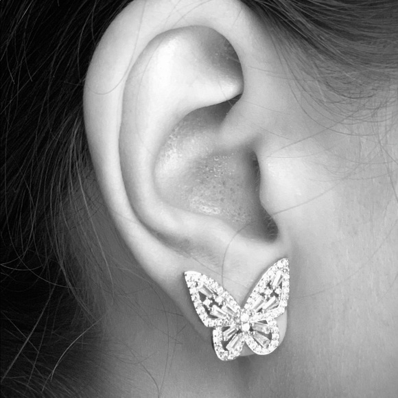 2 for $50💕 Sterling, Zircon, Butterfly Earrings - Picture 6 of 7